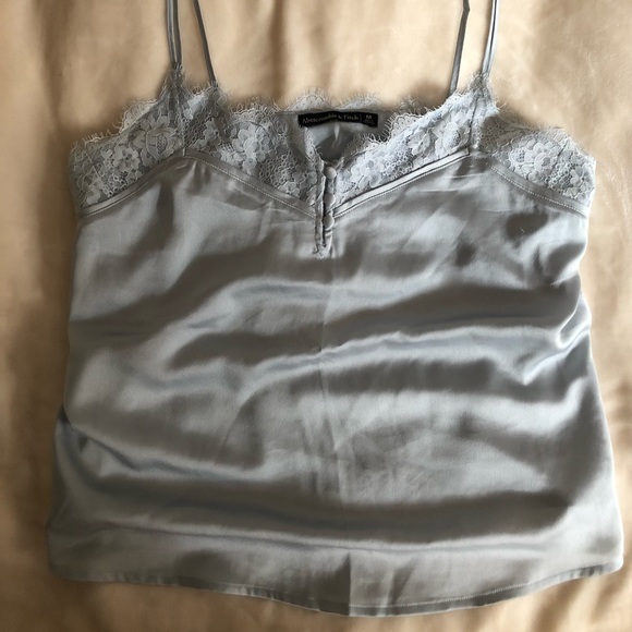 Abercrombie&Fitch baby blue silky top - Picture 1 of 3